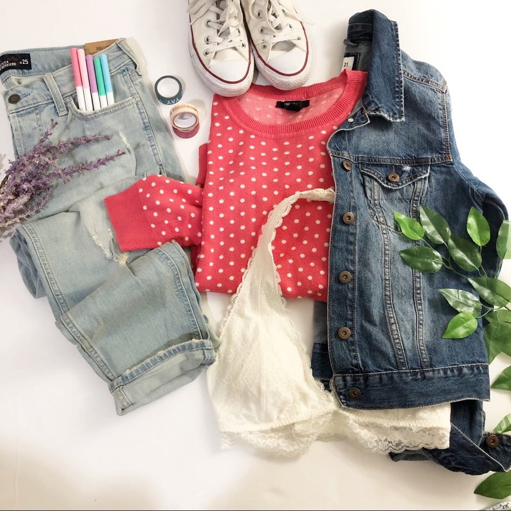 Polka dot knit sweater